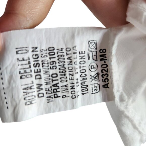 Royal Belle Shirt White Large Button Front Heart Oversized Lightweight Blouse To - Picture 6 of 9